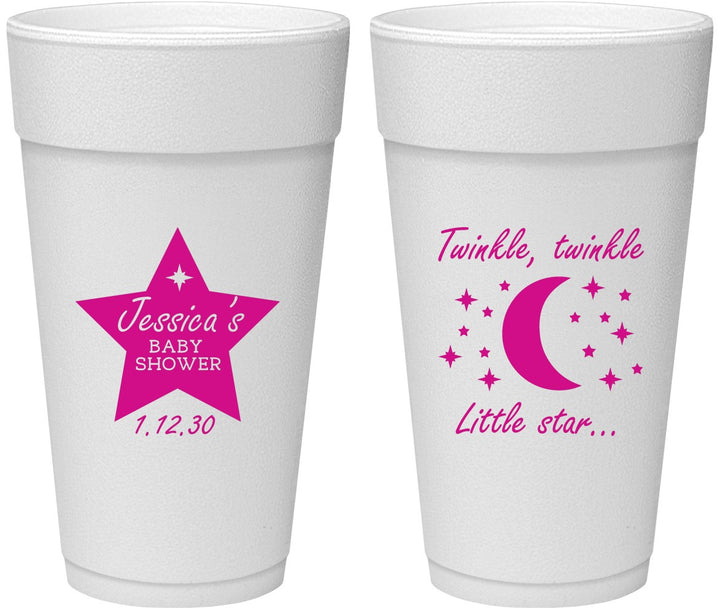 Personalized Baby Shower 24 oz Foam Cups - Twinkle Twinkle Little Star | 90168
