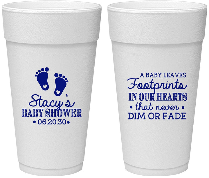 Personalized Baby Shower 24 oz Foam Cups - Footprints | 90176