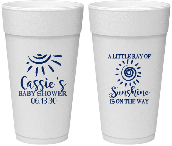 Personalized Baby Shower 24 oz Foam Cups - Sunshine | 90179