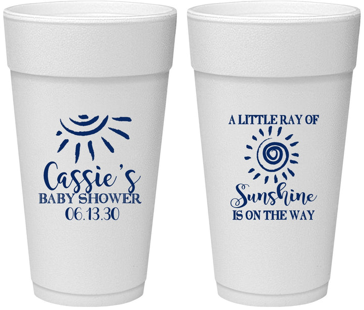 Personalized Baby Shower 24 oz Foam Cups - Sunshine | 90179