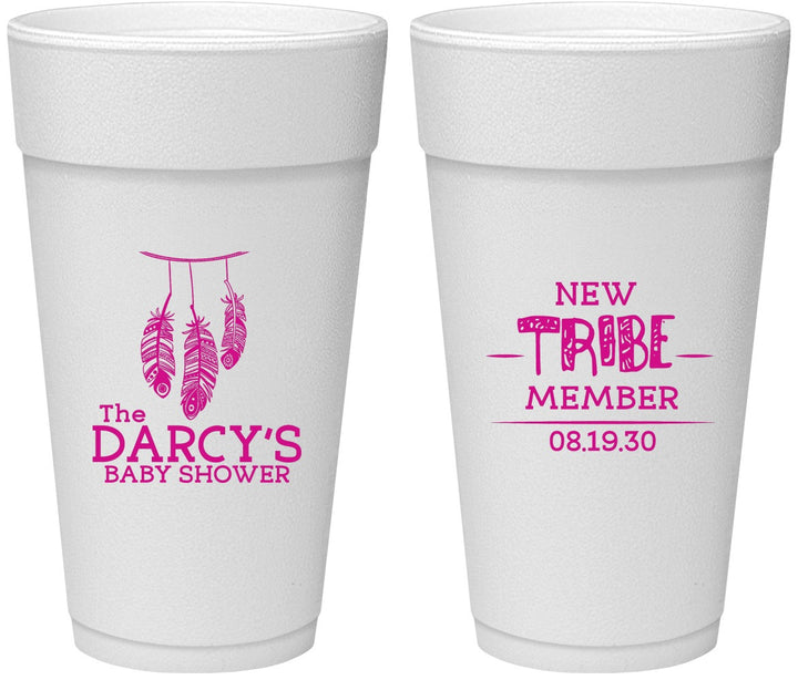 Personalized Baby Shower 24 oz Foam Cups - Tribe Member | 90183