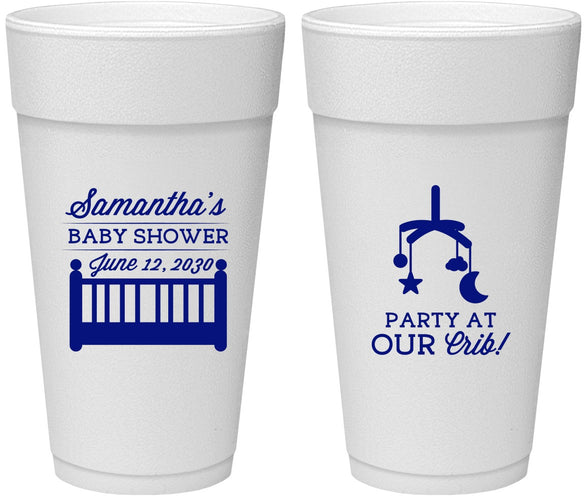 Personalized Baby Shower 24 oz Foam Cups - Party At Our Crib | 90187
