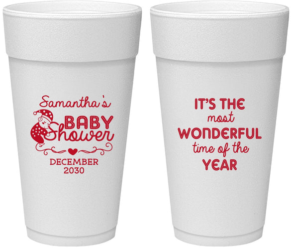 Personalized Baby Shower 24 oz Foam Cups - Christmas | 90191