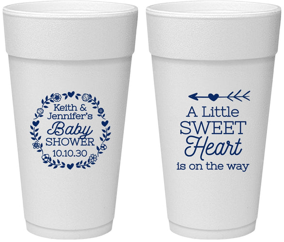 Personalized Baby Shower 24 oz Foam Cups - Little Sweet Heart | 90195