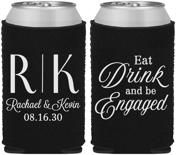 Custom Engagement Neoprene Can Coolers - Eat Drink Be Engaged | 10000
