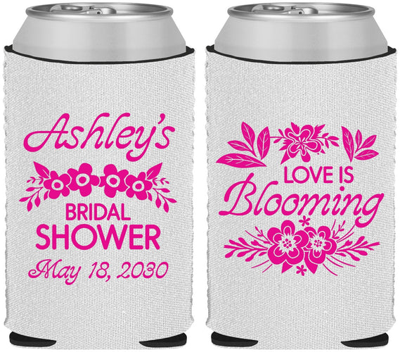 Custom Bridal Shower Neoprene Can Coolers - Love Is Blooming | 100007