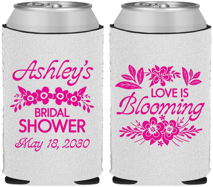 Custom Bridal Shower Neoprene Can Coolers - Love Is Blooming | 100007