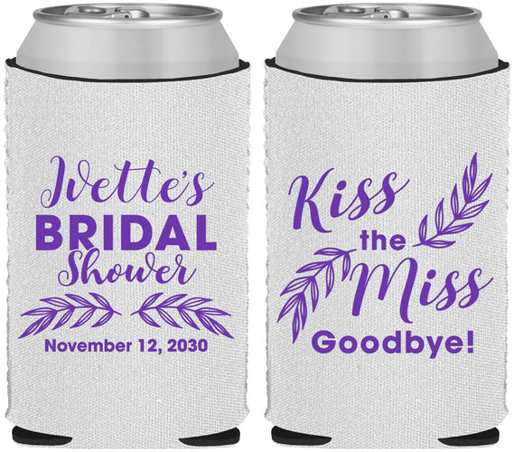 Custom Bridal Shower Neoprene Can Coolers - Kiss The Miss Goodbye | 100010