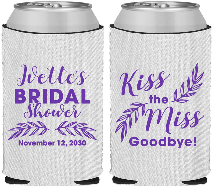 Custom Bridal Shower Neoprene Can Coolers - Kiss The Miss Goodbye | 100010