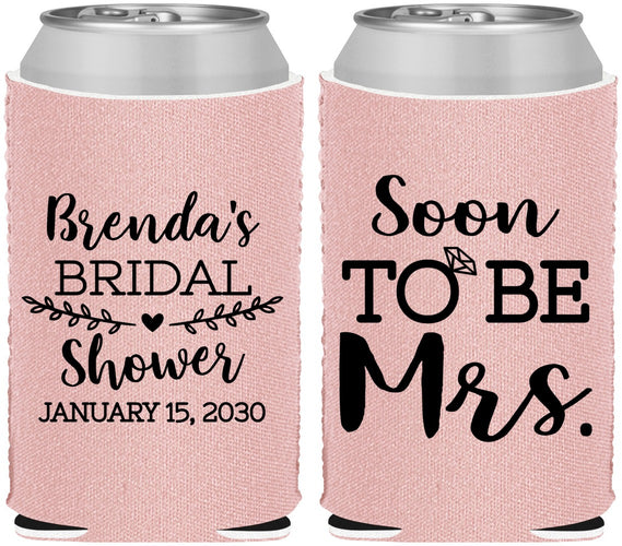 Custom Bridal Shower Neoprene Can Coolers - Soon To Be Mrs | 100013