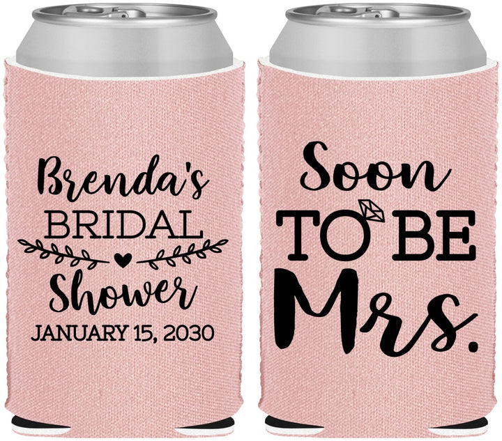 Custom Bridal Shower Neoprene Can Coolers - Soon To Be Mrs | 100013