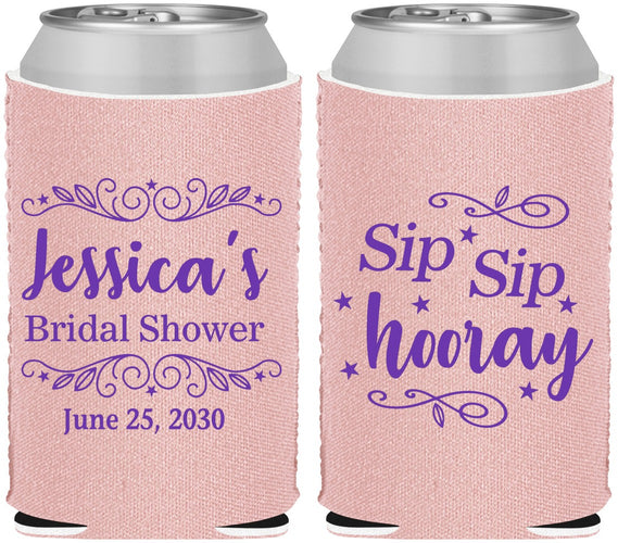 Custom Bridal Shower Neoprene Can Coolers - Sip Sip Hooray | 100016