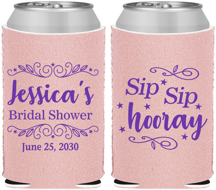 Custom Bridal Shower Neoprene Can Coolers - Sip Sip Hooray | 100016