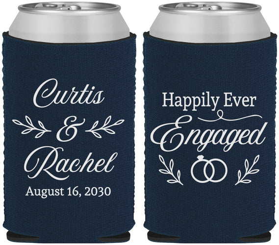 Custom Engagement Neoprene Can Coolers - Happily Ever Engaged | 10004