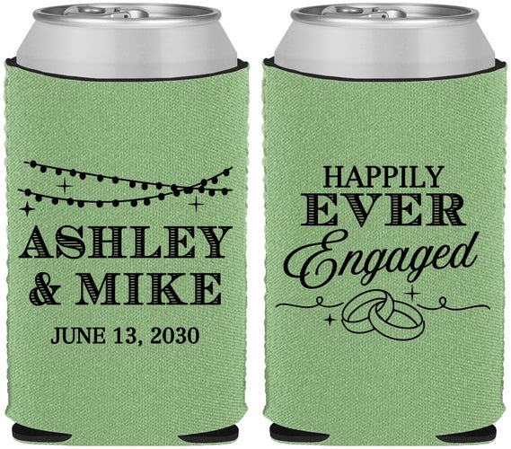 Custom Engagement Neoprene Can Coolers - Happily Ever Engaged | 10006