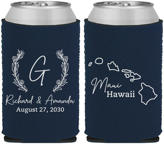 Custom Wedding Neoprene Can Coolers - Hawaii | 110