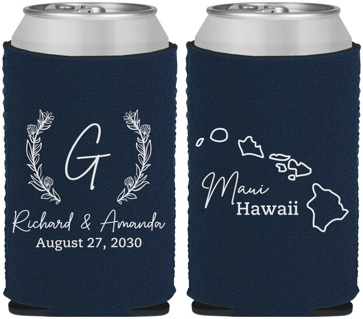 Custom Wedding Neoprene Can Coolers - Hawaii | 110
