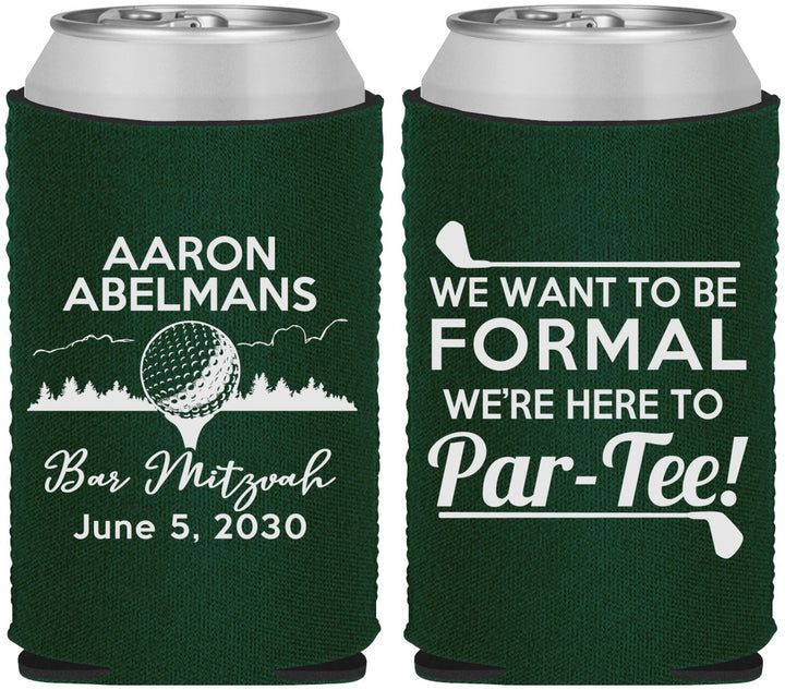 Custom Bar Mitzvah Neoprene Can Coolers - 13th Birthday Golf | 110010