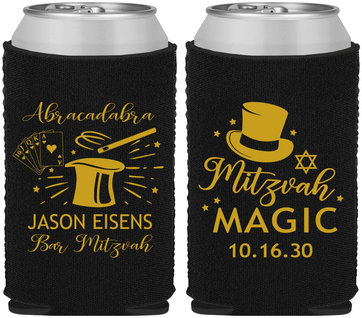 Custom Bar Mitzvah Neoprene Can Coolers - 13th Birthday Magic | 110015