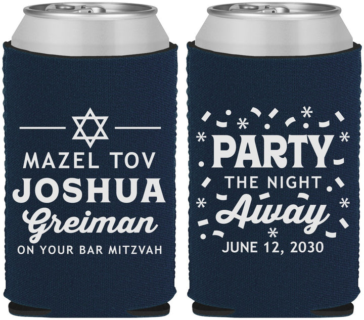 Custom Bar Mitzvah Neoprene Can Coolers - 13th Birthday Mazel Tov | 110019