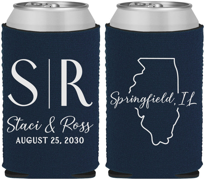 Custom Wedding Neoprene Can Coolers - Illinois | 112