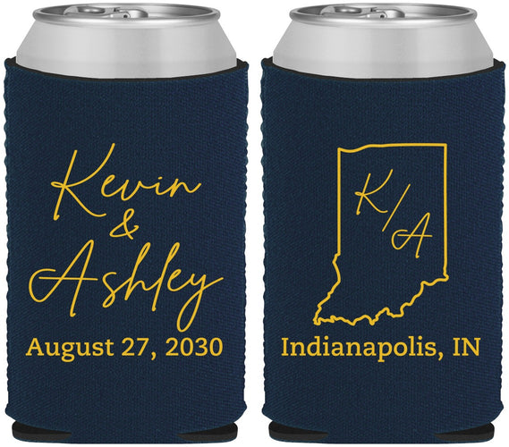 Custom Wedding Neoprene Can Coolers - Indiana | 113