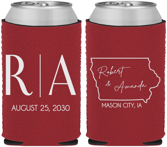 Custom Wedding Neoprene Can Coolers - Iowa | 114