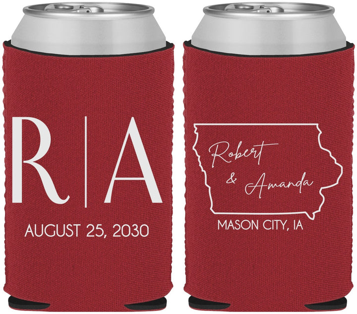 Custom Wedding Neoprene Can Coolers - Iowa | 114