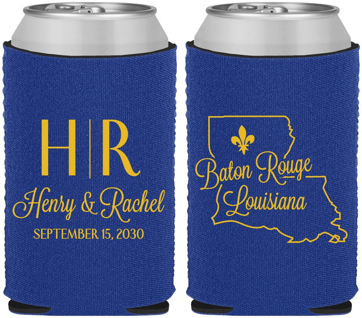 Custom Wedding Neoprene Can Coolers - Louisiana | 117