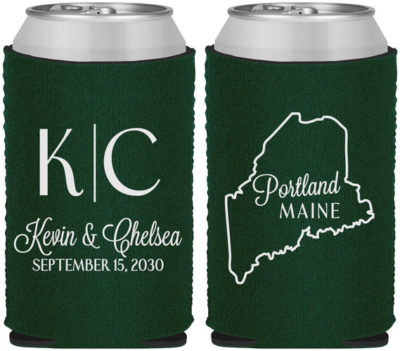 Custom Wedding Neoprene Can Coolers - Maine | 118