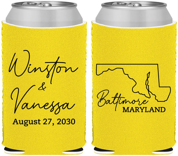 Custom Wedding Neoprene Can Coolers - Maryland | 119