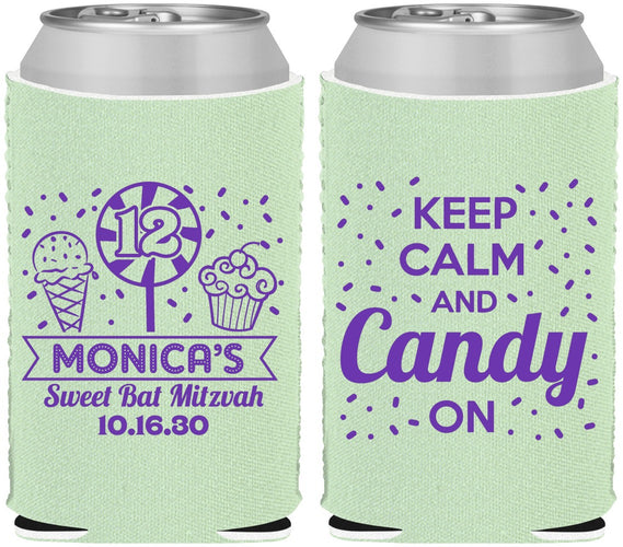 Custom Bat Mitzvah Neoprene Can Coolers - 12th Birthday Cupcake | 120001
