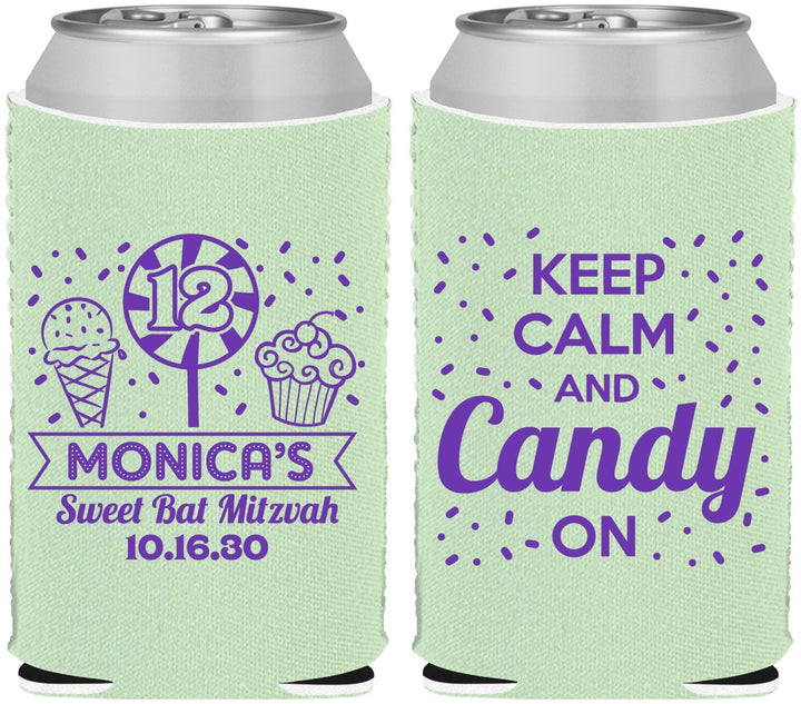 Custom Bat Mitzvah Neoprene Can Coolers - 12th Birthday Cupcake | 120001