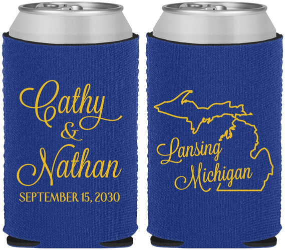 Custom Wedding Neoprene Can Coolers - Michigan | 121
