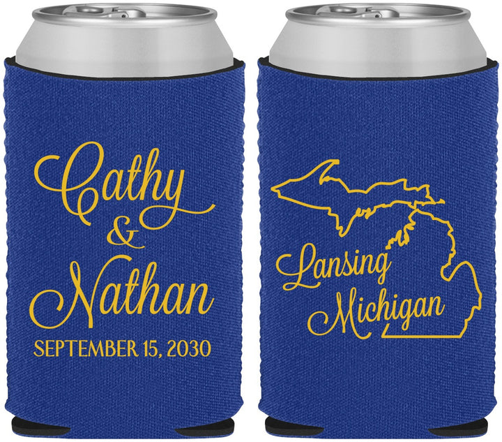 Custom Wedding Neoprene Can Coolers - Michigan | 121