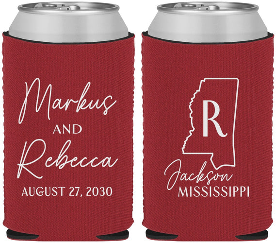 Custom Wedding Neoprene Can Coolers - Mississippi | 123