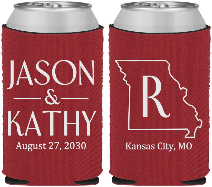 Custom Wedding Neoprene Can Coolers - Missouri | 124