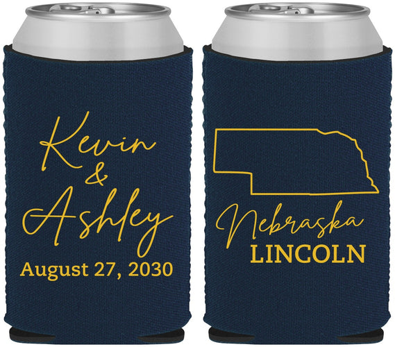 Custom Wedding Neoprene Can Coolers - Nebraska | 126