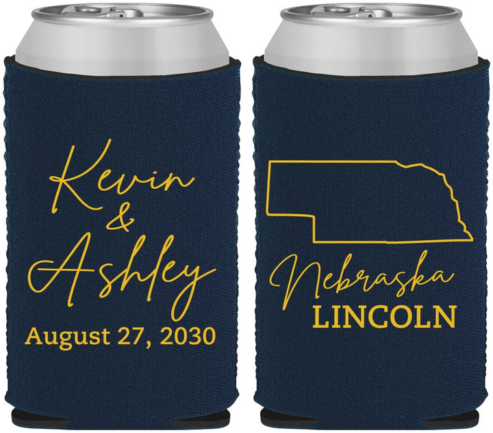 Custom Wedding Neoprene Can Coolers - Nebraska | 126
