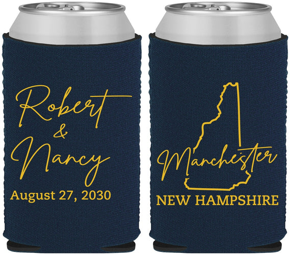 Custom Wedding Neoprene Can Coolers - New Hampshire | 128