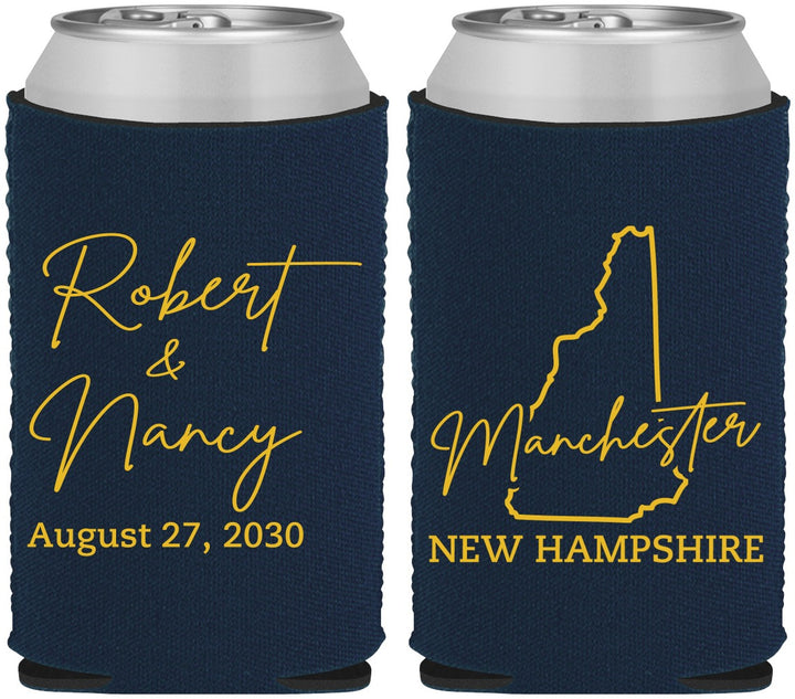 Custom Wedding Neoprene Can Coolers - New Hampshire | 128