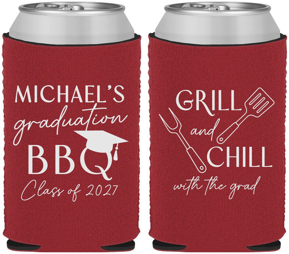 Custom Graduation Neoprene Can Coolers - Class Of 2027 Bbq | 130009