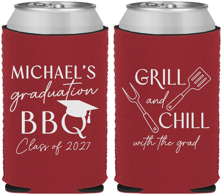 Custom Graduation Neoprene Can Coolers - Class Of 2027 Bbq | 130009