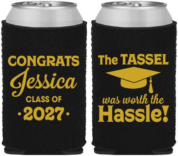 Custom Graduation Neoprene Can Coolers - Class Of 2027 Tassel Hassel | 130012
