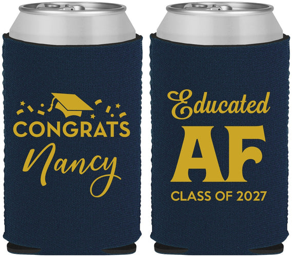 Custom Graduation Neoprene Can Coolers - Class Of 2027 Educated Af | 130016