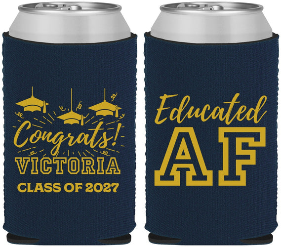 Custom Graduation Neoprene Can Coolers - Class Of 2027 Educated Af | 130017