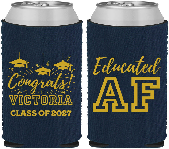 Custom Graduation Neoprene Can Coolers - Class Of 2027 Educated Af | 130017