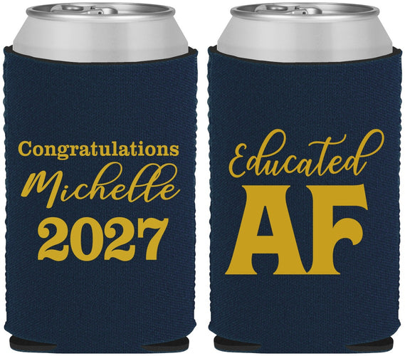 Custom Graduation Neoprene Can Coolers - Class Of 2027 Educated Af | 130018
