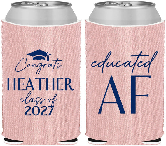 Custom Graduation Neoprene Can Coolers - Class Of 2027 Educated Af | 130019