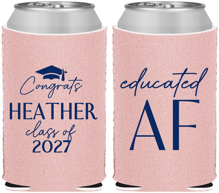Custom Graduation Neoprene Can Coolers - Class Of 2027 Educated Af | 130019